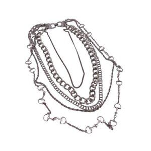 OPC CN Costumizable 5 Strand Necklace Chunky Horsebit Chain Link Silvertone